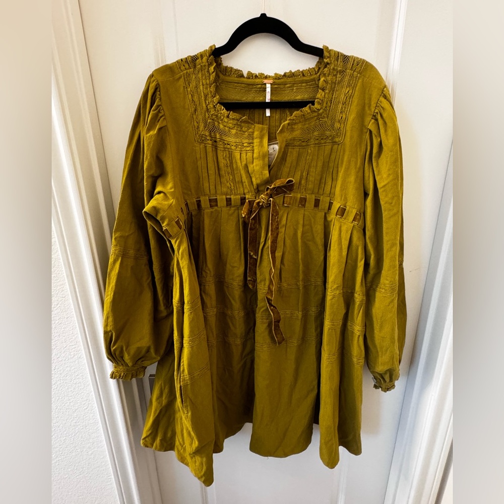 Free People Mustard Yellow Boho Top